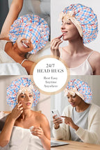 Double Layer Satin Bonnet with Detachable Eye Mask Night Cap for Curly Braids Hair Reduces Frizz Locks in Moisture