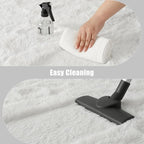 Fluffy Area Rugs for Bedroom Decor Aesthetic, 8x10 Large White Shag Rug with Non-Slip Backing for Living Room, Fuzzy Plush Carpet Washable Rug Modern Home Decor for Kids Nursery Teens Room