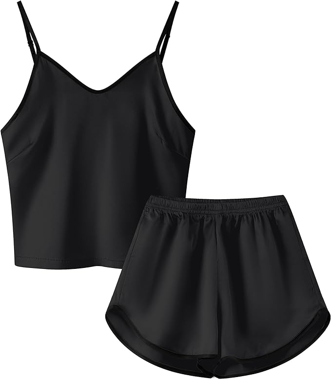 Girls & Women Silk Pajamas Set Satin Camisole Sleepwear 2 Piece Pjs, 3 Years - Women XXL
