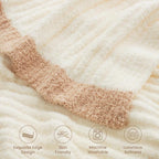 Snuggle Sac Buttery Soft Throw Blanket for Couch, Winter Fluffy Cozy Soft Throws Dupes for All Season, Reversible Warm Microfiber Fuzzy Blankets for Couch, Sofa, Bed, Travel, Cream, 50x60 inches