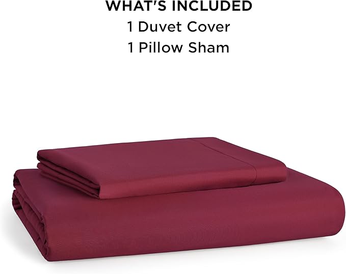 Bedsure Duvet Cover Twin/Twin XL Size - Soft Double Brushed Bedding Set for Kids & Adults, Zipper Closure, 2 Pieces, Includes 1 Duvet Cover (68"x90") & 1 Pillow Sham, NO Comforter, Burgundy Red