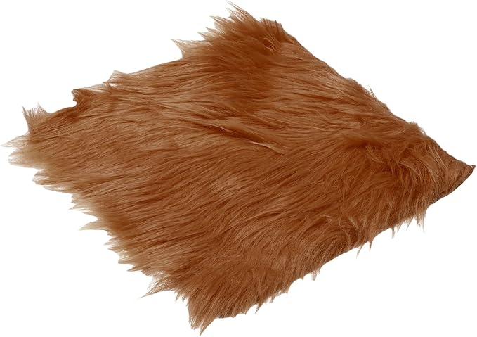 PATIKIL 12" Locker Rug, Small Area Rug Mini Faux Fur Rugs Small Locker Carpet Soft Fluffy Tiny Photography Props Square for Nail Photo Tabletop Background Picture Decoration, Brown