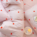 Nayoroom Heart Duvet Cover Queen Size Cute Pink Striped Printed Bedding Set 3Pcs Kids Girls Kawaii Heart-Shaped Comforter Cover with Zipper Closure Soft Breathable Microfiber