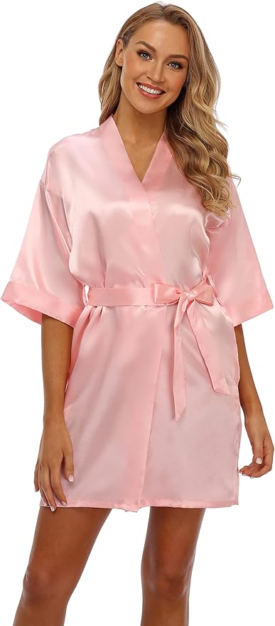 Robe for Women Silky Lightweight Satin Kimono Bride Bridesmaids Wedding Party Robes Dressing Gown Summer Loungewear