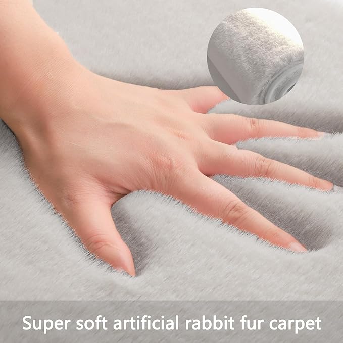 Solid Color Rabbit Fur Carpet, Ultra-Soft and Cozy, Perfect for Bedroom, Living Room Decor and Comfort (Beige, 4' x 6')