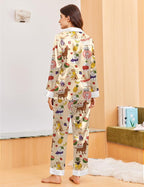 Ekouaer Silk Pajamas for Women Long Sleeve Satin Pajama Set Silky Pj Sets 2 Piece Button Down Loungewear Sleepwear