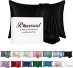 Hypoallergenic Pillow Case Made in USA, Premium Black Silk Pillow Cases, 6A Grade 22 Momme Pure Silk Pillowcase, Zipper Closure, Machine Washable, 1 Pc 20"x30" (Queen, Black)