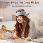 Sleep Mask with Adjustable Heads, Earmuffs for Sleep, Ear Warmers for Men & Women, 2 in 1 Ear Mask and Eye Cover, Comfortable & Soft for Side Sleepers (Grey)