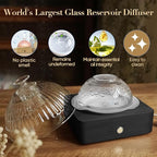 Glass Dome Essential Oil Diffuser with Glass Reservoir & Wood Base-Plastic Free, 200ml Ultrasonic Diffuser for Aromatherapy with Timer 7 Color Light Auto-Off for Home Office Yoga Dark Brown