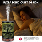 Essential Oil Diffuser 120ML Metal Aromatherapy Diffuser with Timer, Cool Mist Humidifier with Auto Shut-Off & 7 Color Lights for Home Office Spa (Life Tree)