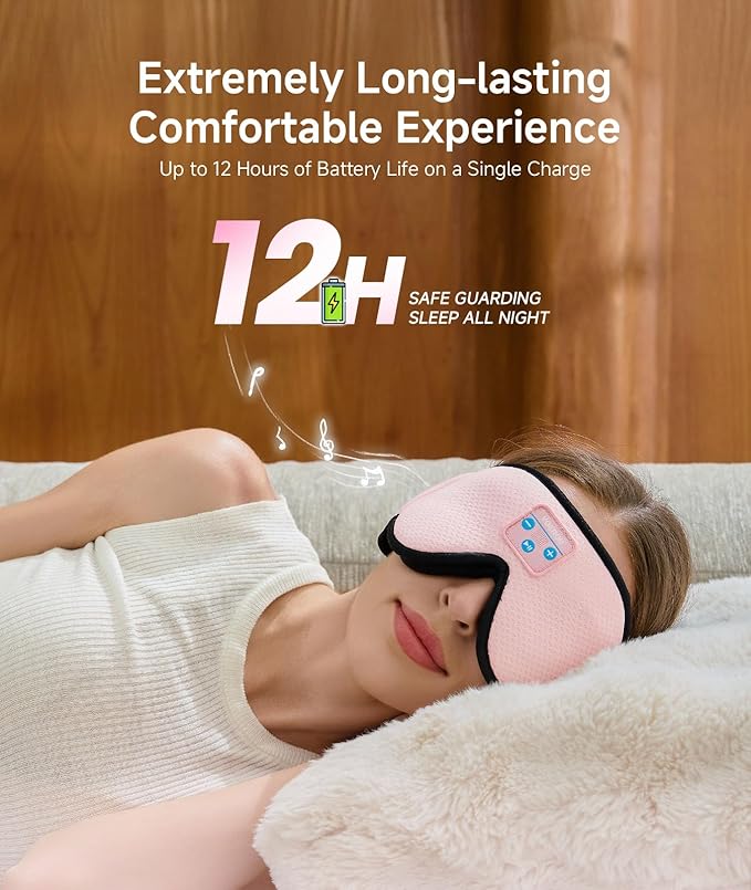 Voerou Sleep Headphones 3D Sleep Mask with Bluetooth 5.4 Headphones, Eye Maks for Sleep with Soft Breathable Fabric & HD Stereo Speakers, Cool Tech Gadgets Christmas Gift for Men Women Teen Boys Dad