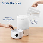 LEVOIT Smart Cool Mist Top Fill Humidifiers for Bedroom with Sensor, Auto Humidity Setting, APP & Voice Control, Essential Oil Diffuser, Ultra Quiet Operation, Super Easy Top Fill, 3L, White
