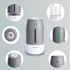 Aqua Glo Personal, Portable Humidifiers for Bedroom – Ultrasonic Cool Mist Humidifier with Built In Rechargeable Battery. Air Humidifier for Baby, Plants, Home, Office, Travel. Gray