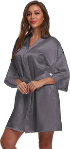 Women's Satin Short Robe Bridesmaid Bride Wedding Party Robes Silky Sleepwear Loungewear