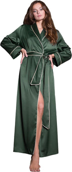 Long Silk Robes For Women - Plus Size Satin Robe For Women Sexy Sleepwear Kimono