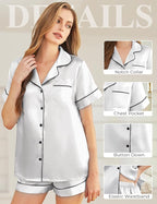 Silk Pajamas for Women Short Sleeve Sleepwear Soft Button Down Loungewear 2 Piece Satin Pjs Shorts Set S-XXL