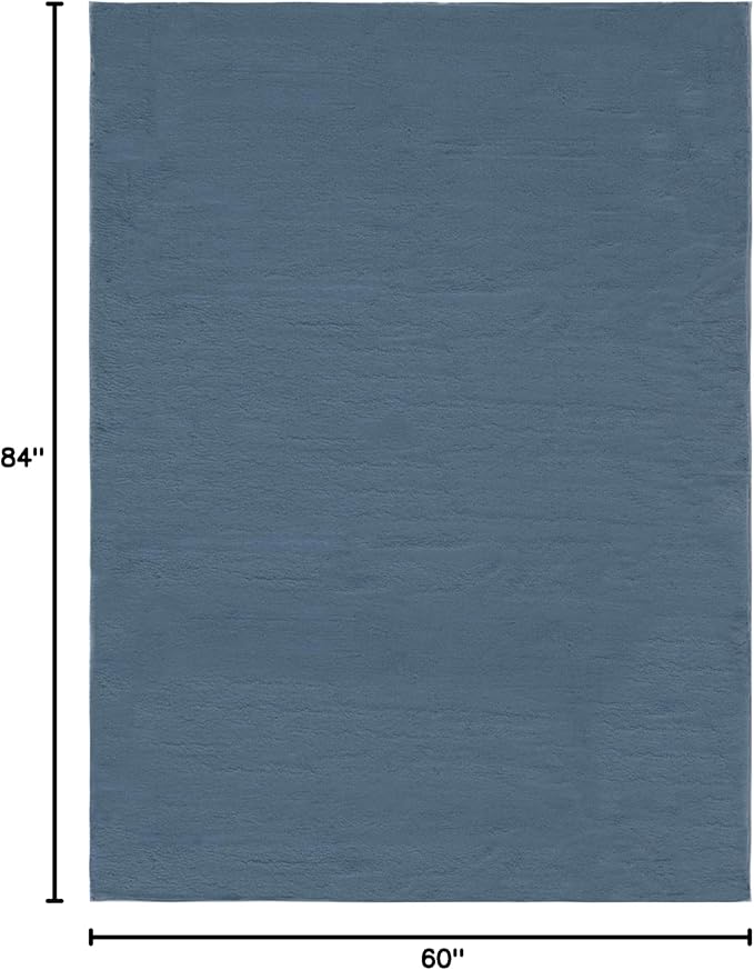 SAFAVIEH Washable Rug Faux Rabbit Fur Shag Collection - 5' x 7', Dark Grey, Slip Resistant & Easy Cleaning, Ideal for Living Room, Bedroom, Kids Playroom, Nursery, Dining Space (FRF976H)