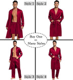 SWOMOG Mens 3 PCS Satin Robe with Pants & Shorts Set Kimono Bathrobe Long Sleeve Sleepwear Pjs Sets with Pockets