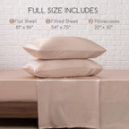 MR&HM Satin Bed Sheets, Full Size Sheets Set, 4 Pcs Silky Bedding Set with 15 Inches Deep Pocket for Mattress (Full, Champagne)