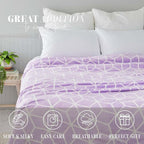 Elegant Comfort Luxury Velvety Feel Blanket, All-Season Lightweight Blanket, Ultra Plush, Soft, Cozy-Fuzzy Flannel Fleece for Couch, Sofa, Bed, Travel, Cube Design, Full/Queen, Lilac
