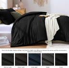 WRENSONGE Comforter Full Size, 3 Piece Black Soft Full Comforter Sets- Warm Bedding Set Full Suitable for All Seasons