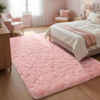 Macgace Light Pink Rugs for Bedroom Girls, 8x10 Shag Rug Fluffy Area Rugs with Non-Slip Backing for Living Room, Large Plush Carpet Washable Rug Cute Home Decor Aesthetic for Nursery Dorm Office