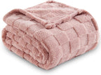 NEWCOSPLAY Super Soft Twin Blanket Pink Premium Silky Flannel Fleece 3D Checkered Lightweight Bed Blanket All Season Use (Pink Checkered, Twin(60"x80"))