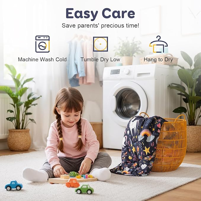 Kivik Unicorn Weighted Blanket 3lbs, Cooling Breathable Small Blankets, Soft Heavy Throw for School Calming & Bed Sleep Gifts for 4 5 6 7 + Year Old, Machine Washable, 36''x 48'', 3 Pounds, Navy Blue