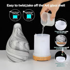 Essential Oil Diffuser, Art Glass Ultrasonic Aromatherapy Diffuser for Home 160ml with Intermittent Mist & LED 7 Colorful Changing Night Light for Bedroom-Ink Dyeing Time