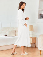 Ekouaer Women's Robe Long Waffle Knit Bathrobe Lightweight Soft Kimono Robes Loungewear S-XXL