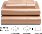 Satin Sheets Twin [3-Piece, Rose Gold] Hotel Luxury Silky Bed Sheets - Extra Soft 1800 Microfiber Sheet Set, Wrinkle, Fade, Stain Resistant - Deep Pocket Fitted Sheet, Flat Sheet, Pillow Cases