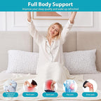 Cooling Body Pillow for Adults, Shredded Memory Foam Full Body Pillow with Adjustable Loft & Removable Washable Cover, Long Bed Pillow for Side Sleepers, Back Pain Relief (20x54 Inches)