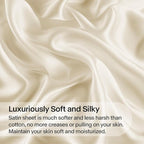 BEDELITE Satin Sheets Queen Size Bed Set, Luxury Soft Beige Silky Sheets for Hair and Skin, Similar to Silk Bed Sheets Set 4 Pieces （1 Deep Pocket Fitted Sheet, 1 Flat Sheet, and 2 Pillowcases）