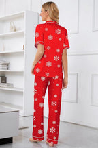 Umeyda Girls Womens Pajamas Set, Satin Silky Button Down Loungewear 2 Piece Short Sleeve Pants PJS Sets for Mommy Kids