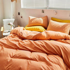 Luxlovery Peach Comforter Set King 3 Piece Modern Solid Color Soft Breathable Blanket Quilts Orange Pink Bedding Set
