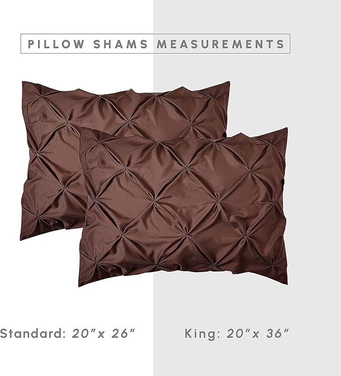Elegant Comfort 8-Piece Pinch Pleated Comforter Set - All Season Complete Bed in a Bag, Includes 4pc Smart Sheet Set, Bed Skirt, Comforter, Matching Pillowcases and Shams, Full/Queen, Chocolate Brown