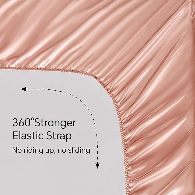 BEDELITE Satin Sheets Twin XL Size Bed Set, Luxury Soft Coral Pink Silky Sheets for Hair and Skin, Similar to Silk Bed Sheets Set 3 Pieces with 1 Deep Pocket Fitted Sheet, 1 Flat Sheet, 1 Pillowcase