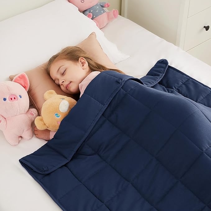 HOSUKKO Weighted Blanket - 10 lbs Navy Blue Heavy Blanket - Breathable Blanket(50 * 60 inches, 10 lbs)