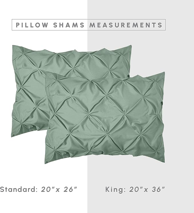 Elegant Comfort 8-Piece Pinch Pleated Comforter Set - All Season Complete Bed in a Bag, Includes 4pc Smart Sheet Set, Bed Skirt, Comforter, Matching Pillowcases and Shams, Twin/Twin XL, Sage Green