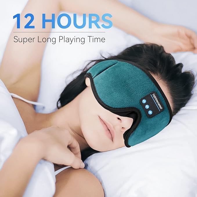 Sleep Headphones, 3D Bluetooth Sleep Mask, Washable Sleeping Headphones with Ultra Thin Stereo Speakers Microphone Hands Free for Insomnia Travel