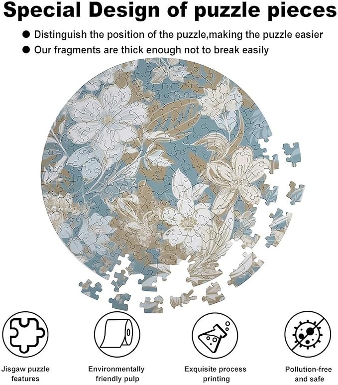 195 PCS Jigsaw Puzzle for Adults Personalized Picture Puzzle Light Peach Flowers Customized Wooden Puzzle for Family, Birthday, Wedding, Game Nights Gifts Animal Alien Shape Puzzle