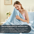 BEDELITE California King Sheets Set, Luxury Soft Light Blue Satin Sheets for Hair and Skin, Similar to Silk Bed Sheets Set 4 Pieces with 1 Deep Pocket Fitted Sheet, 1 Flat Sheet, and 2 Pillowcases