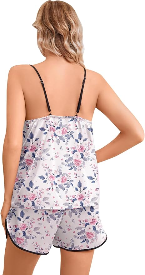 Girls & Women Silk Pajamas Set Satin Camisole Sleepwear 2 Piece Pjs, 3 Years - Women XXL