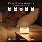 White Noise Machine with Night Light, 30 Soothing Sounds Portable Sound Machine for Baby and Adults, 10 Color Night Light, 5 Timer Options, Memory Function,Compact for Travel (Wood Grain)