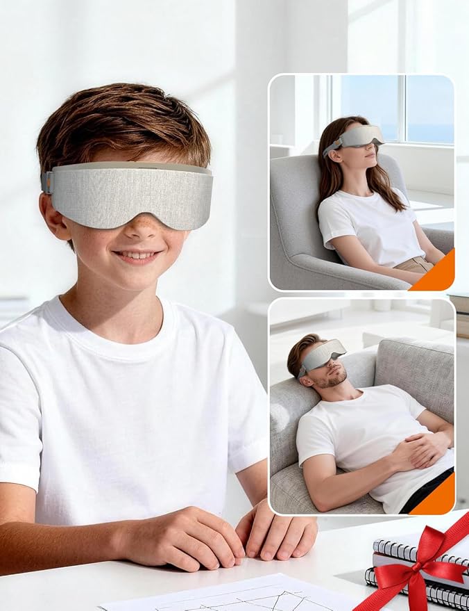 EVA BELLE Eye Mask Sleeping Mask for Computer Users, Christmas Birthday Gifts for Women Men Teenagers Old Man, Sleep Improvement with Bluetooth Music, Sleep Mask for Eye Strain, Gray