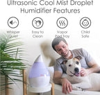 Crane Teardrop Ultrasonic Cool Mist Humidifier for Baby Nursery, 0.5 Gallon, Adjustable Settings, Essential Oil Diffuser White