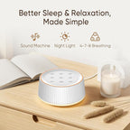 Noise Machine, White Noise Sound Machine for Baby & Adults, 26 Soothing Sounds, 8 Night Light Colors, Tap Control, 6 Timer Settings, Auto-Off & Memory, 4-7-8 Breathing, Sleep Soother for Home