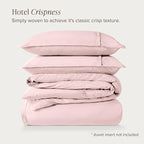 Bare Home 100% Organic Cotton Queen Duvet Cover Set - Crisp Percale Weave - Lightweight & Breathable - Cooling Duvet Cover Set (Queen, Dusty Pink)