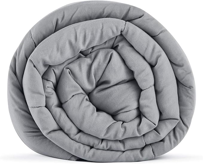 TONGDADA Kids Weighted Blanket | 40''x60'',7lbs | for Child Between 55-80 lbs | Premium Cotton Material with Glass Beads | Light Grey