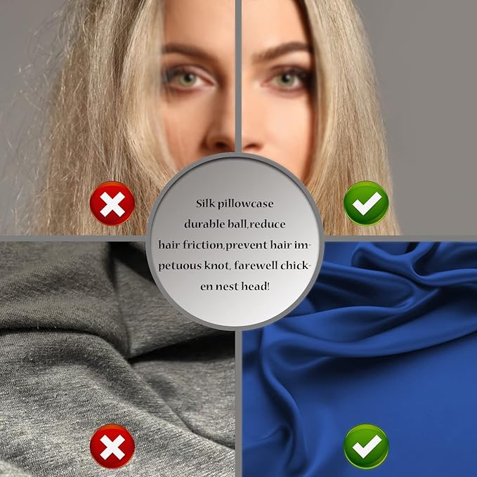 Mulberry Silk Pillowcase for Hair and Skin Standard Size 20"X 26" Pillow Case with Hidden Zipper Soft Breathable Smooth Cooling Silk Pillow Covers for Sleeping (Royal Blue,Standard,1Pcs)
